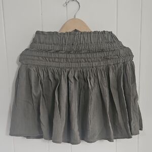 Rewash Olive Green Cotton Mini Skirt Smocked Waist Boho Summer Size L
